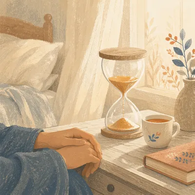 Patient Waiting Hourglass in Morning Light