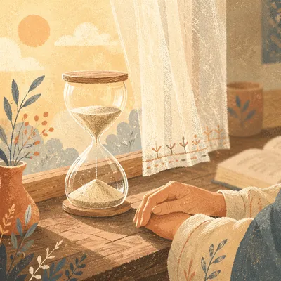 Quiet Patience Hourglass in Morning Light
