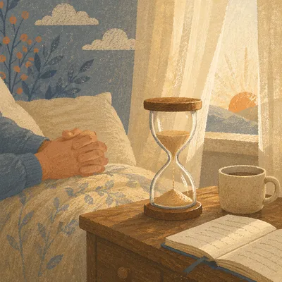 Patient Waiting Hourglass in Morning Light