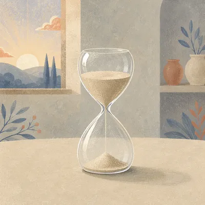 Quiet Patience Hourglass in Morning Light