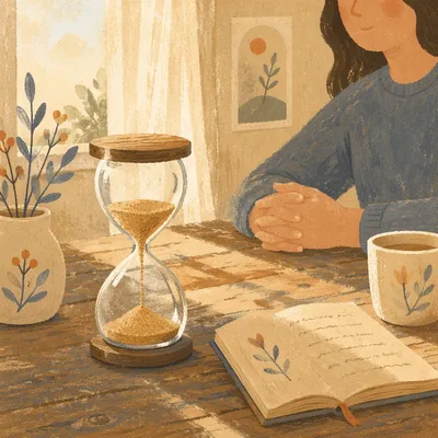 Peaceful Hourglass Prayer in Morning Light