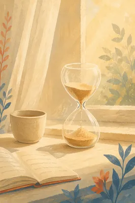 Patient Waiting Hourglass in Morning Light