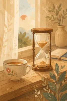 Patient Morning Hourglass by the Window