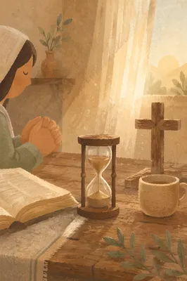 Patient Prayer Hourglass in Morning Light
