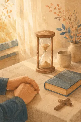 Patient Prayer Hourglass in Morning Light