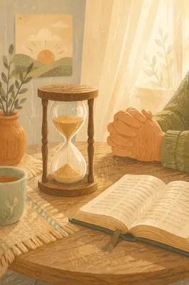 Quiet Prayer Hourglass in Morning Light