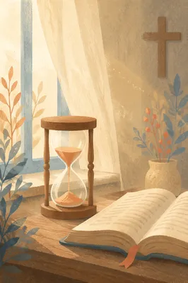 Hourglass in Soft Morning Prayer Light