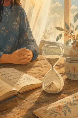 Christian Patience Hourglass in Morning Light