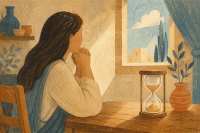 Patient Waiting by Morning Hourglass
