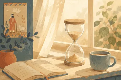 Patient Waiting Hourglass in Morning Light