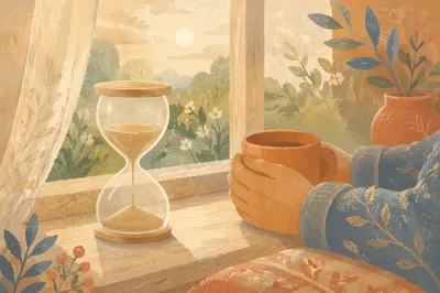 Patient Morning Hourglass by the Window