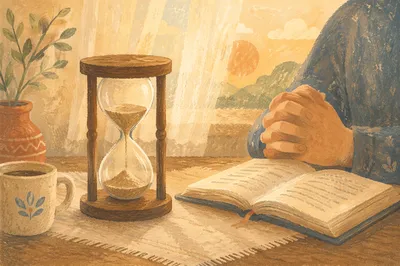 Quiet Prayer Beside Morning Hourglass