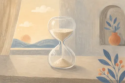 Quiet Patience Hourglass in Morning Light