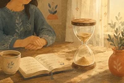 Christian Patience Hourglass in Morning Light