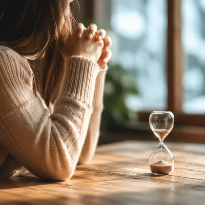 Patient Waiting Beside Morning Hourglass