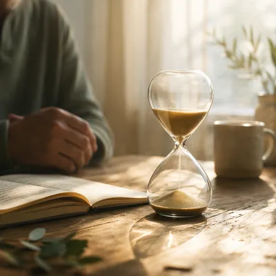 Christian Patience Hourglass in Morning Light