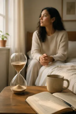 Hourglass on Bedside Table in Morning Light