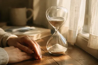 Quiet Patience Hourglass in Morning Light