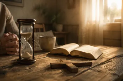 Patient Prayer Beside Morning Hourglass
