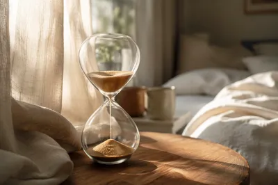 Glass Hourglass in Soft Morning Light
