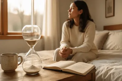 Hourglass on Bedside Table in Morning Light