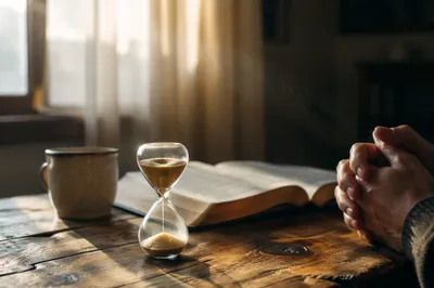 Patient Prayer Beside Morning Hourglass