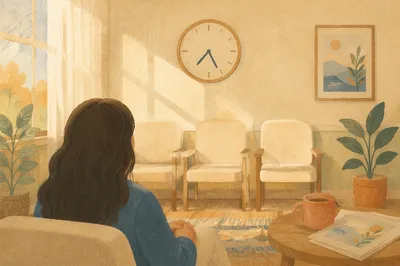 Peaceful Waiting Room Clock and Quiet Trust