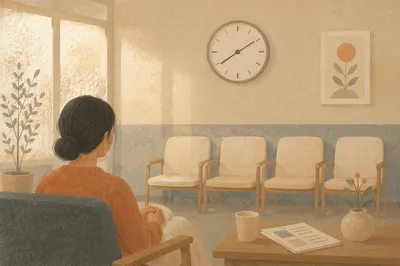 Peaceful Waiting Room Clock and Quiet Trust