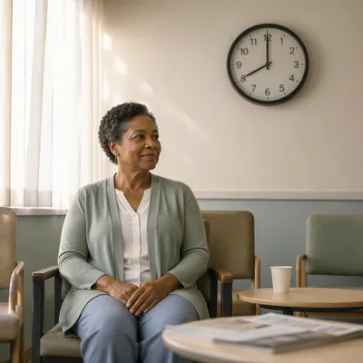 Calm Waiting Room with Wall Clock