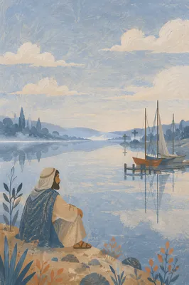 Peaceful Dawn Lake with Cross Reflection