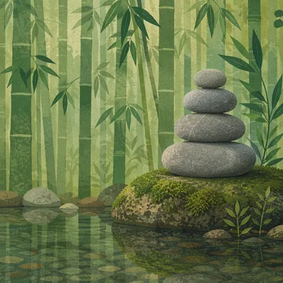 Peaceful Still Water Zen Stones