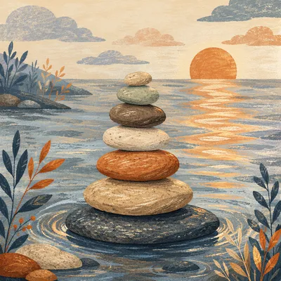 Peaceful River Stones in Still Water