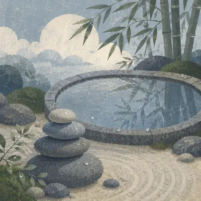 Peaceful Still Water and River Stones