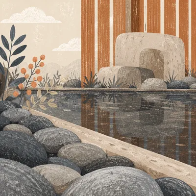 Peaceful Still Water Zen Garden Stones