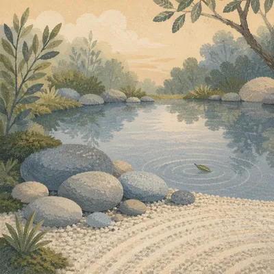 Peaceful Still Water Zen Garden Stones