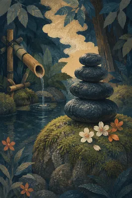 Peaceful Zen Stones by Still Water