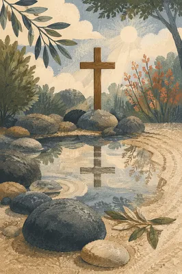 Still Water Cross in Peaceful Garden