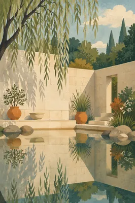 Peaceful Still Water Garden Reflection