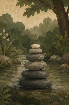 Peaceful Stacked Stones in Still Water