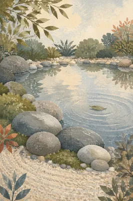 Peaceful Still Water Garden Stones