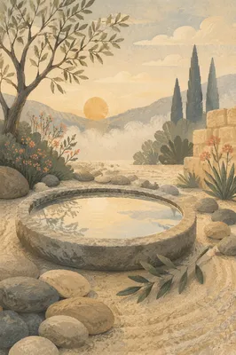 Peaceful Still Water Garden at Dawn