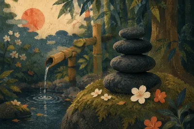 Peaceful Still Water Stones Zen Garden