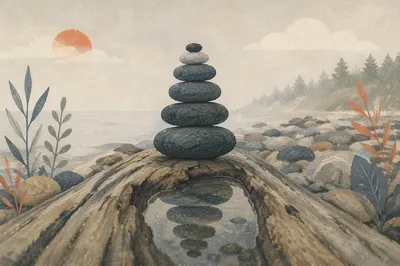Peaceful Still Water Stone Balance