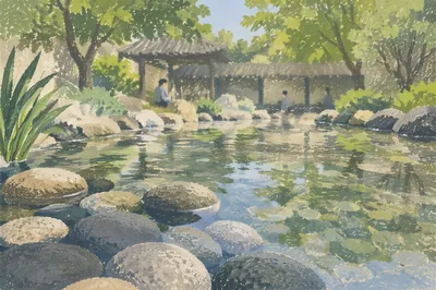 Peaceful Still Water Stones Garden Reflection