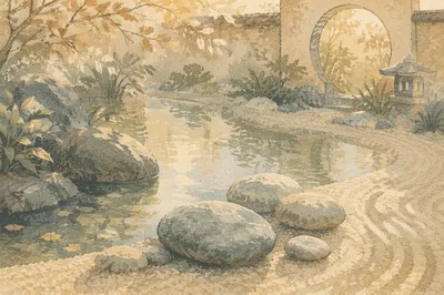 Still Water Stones in Peaceful Garden