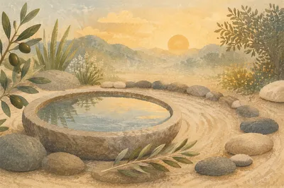 Peaceful Still Water Garden at Dawn