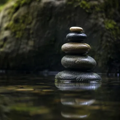 Peaceful River Stones in Still Water
