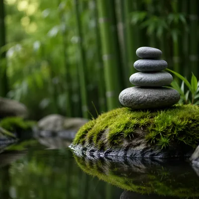Peaceful Zen Stones by Still Water