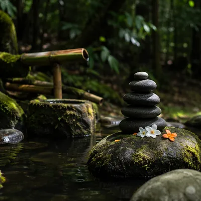 Peaceful Zen Stones by Still Water