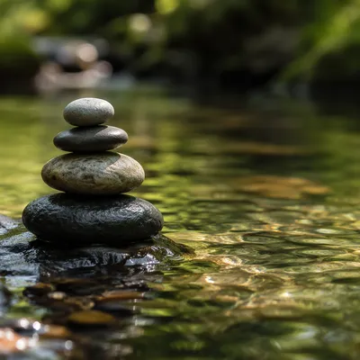 Peaceful River Stones in Still Water